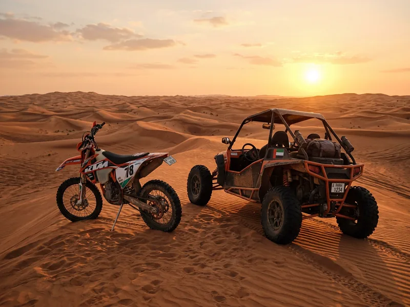 Dune buggy action across a broad Dubai dune