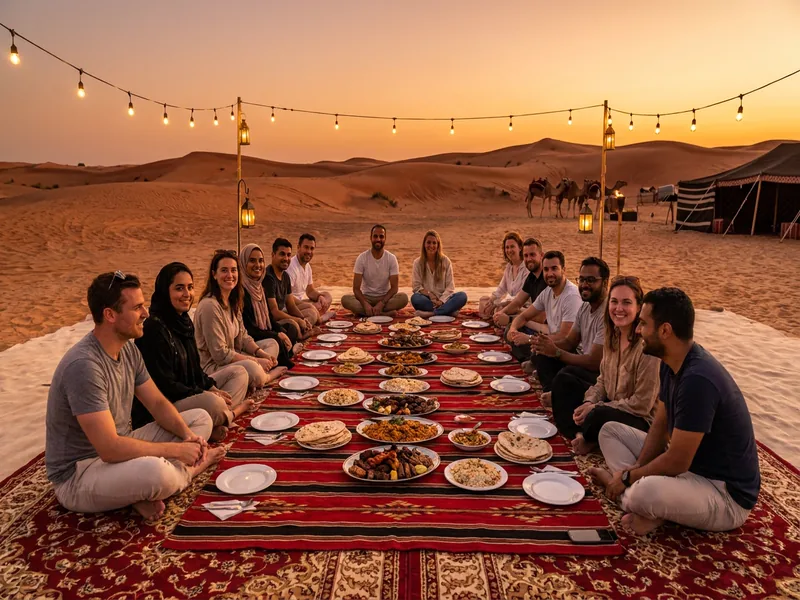 Group Desert Safari Dubai camp and activities card
