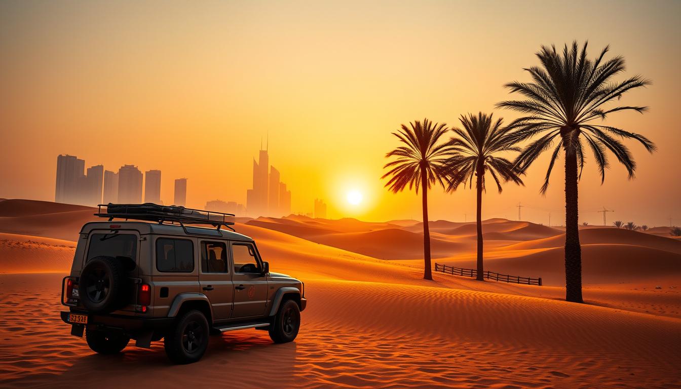 Desert safari pickup near Jumeirah Lake Towers Dubai