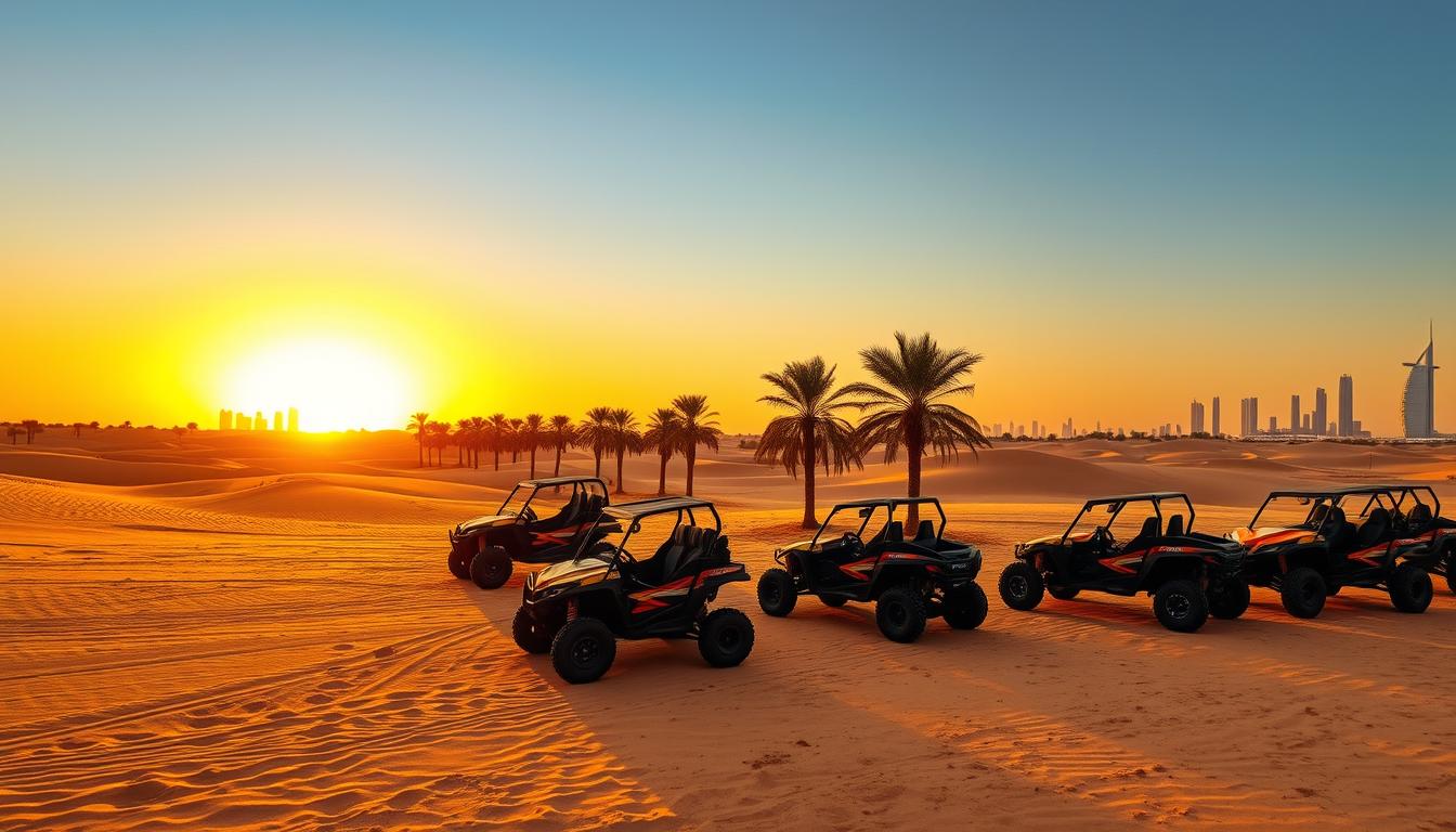 Dune buggy tour pickup near Discovery Gardens Dubai