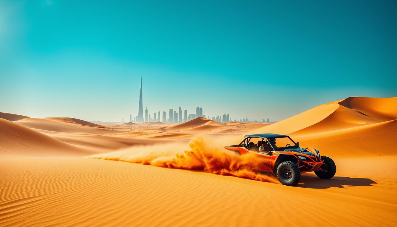 Dune buggy tour pickup near The Meadows Dubai