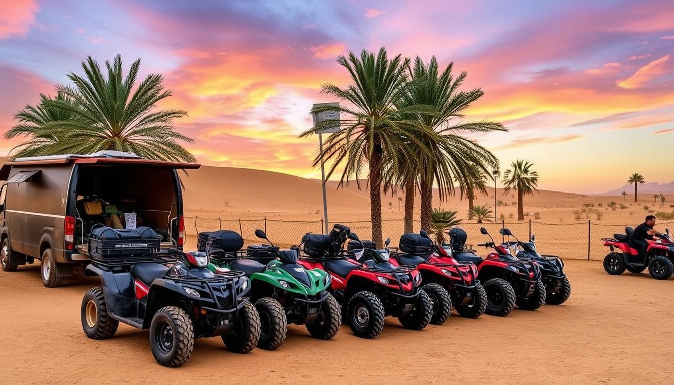 Quad biking tour pickup near Discovery Gardens Dubai