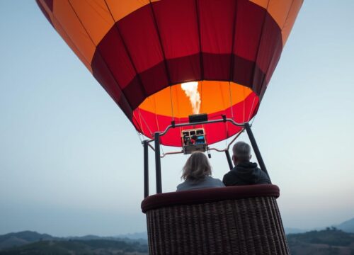 Do you sit or stand in a hot air balloon?