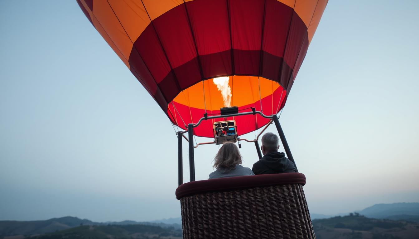 Do you sit or stand in a hot air balloon?