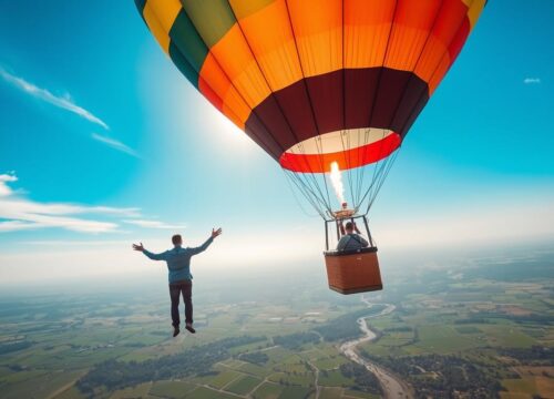 Does someone go with you in a hot air balloon?