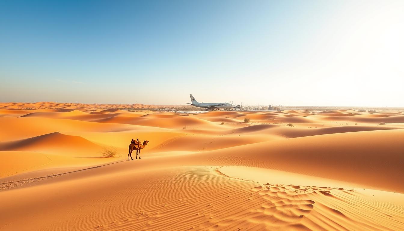 How far is Dubai desert from the airport?