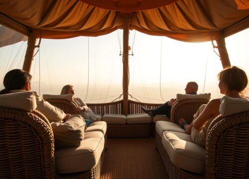 Where do passengers sit in a hot air balloon?